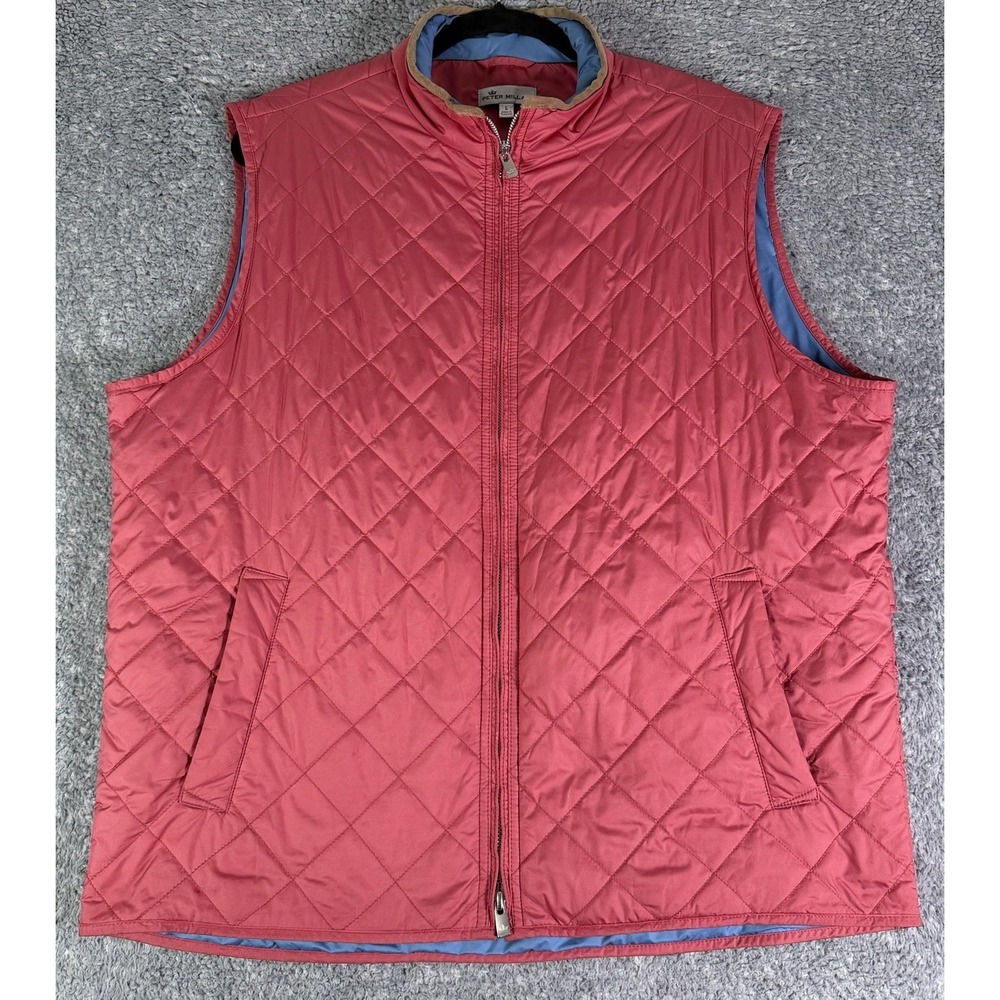 Peter Millar Essex Quilted Vest Mens L Cape Red Lined Golf Performance NO LOGOS